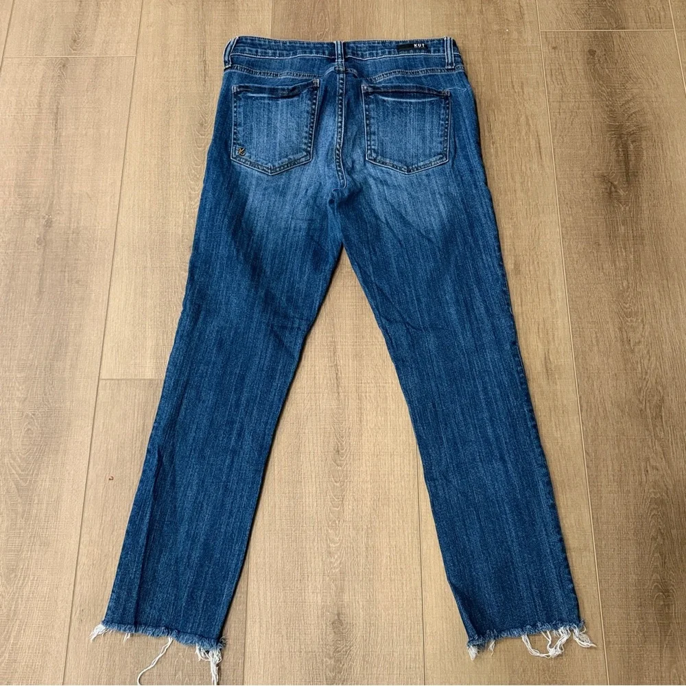 Kut From the Cloth Reese High Rise Straight Leg Blue Jeans SZ 4 30x26 Distressed - Picture 3 of 9